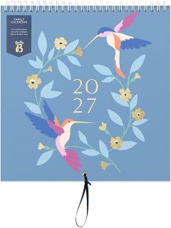 Busy B 2027 Family Wall Calendar - Blue Birds - 5 Columns & Storage Pocket | The Busy B Family Wall Calendar in Blue Birds features 5 columns & a handy storage pocket.