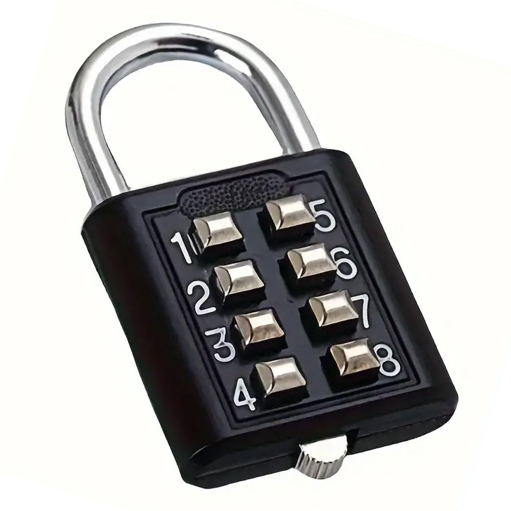 1 x Black Alloy Combination Padlock, 3 Digit Secure Padlock for Suitcases, Round