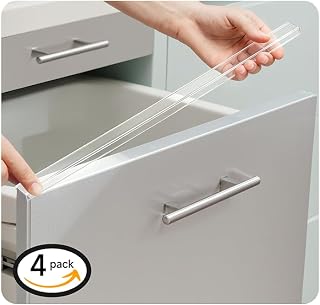 4 Pack 18" Length Cabinet Door Protector Edge Guard for Kitchen Cabinet | 3/4" Thick, No Adhesive, Fits Flat-edge, Sink &amp; Trash Drawer, Low-Profile, Food Grade PC, Clear