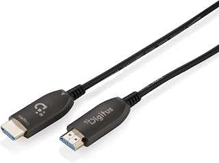 DIGITUS Fibre-Optic HDMI Cable – 100 m – UHD 8K 60Hz 4K 120Hz – HDMI 2.1 – 48 Gbps – eARC, HDR, HDCP 2.2, CEC – AOC Hybrid Cable – gold-plated contacts – Black