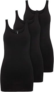 Vero Moda Women's Vmmaxi My Soft Long Tank Top Ga 3pack Vest (Pack of 3)