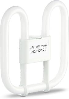 Quebec 28W GR10q CFL 2D Butterfly Bulb, 2000LM, 3500K Warm White, 10000H Lifespan, Energy Class A, 220V – 20x20cm Compact Ceiling Light for Home & Office (28W 4 Pin 3500K)