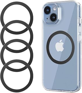 for MagSafe Sticker,4 PCS,Ultra-Thin(0.4mm) Metal Ring for Kindle/Pop Socket Magnetic Wallet Grip Wireless Charger Case Car Mount,Compatible with iPhone 17/Air/16/15/14,Galaxy S24/S23 (Black 4 PCS)