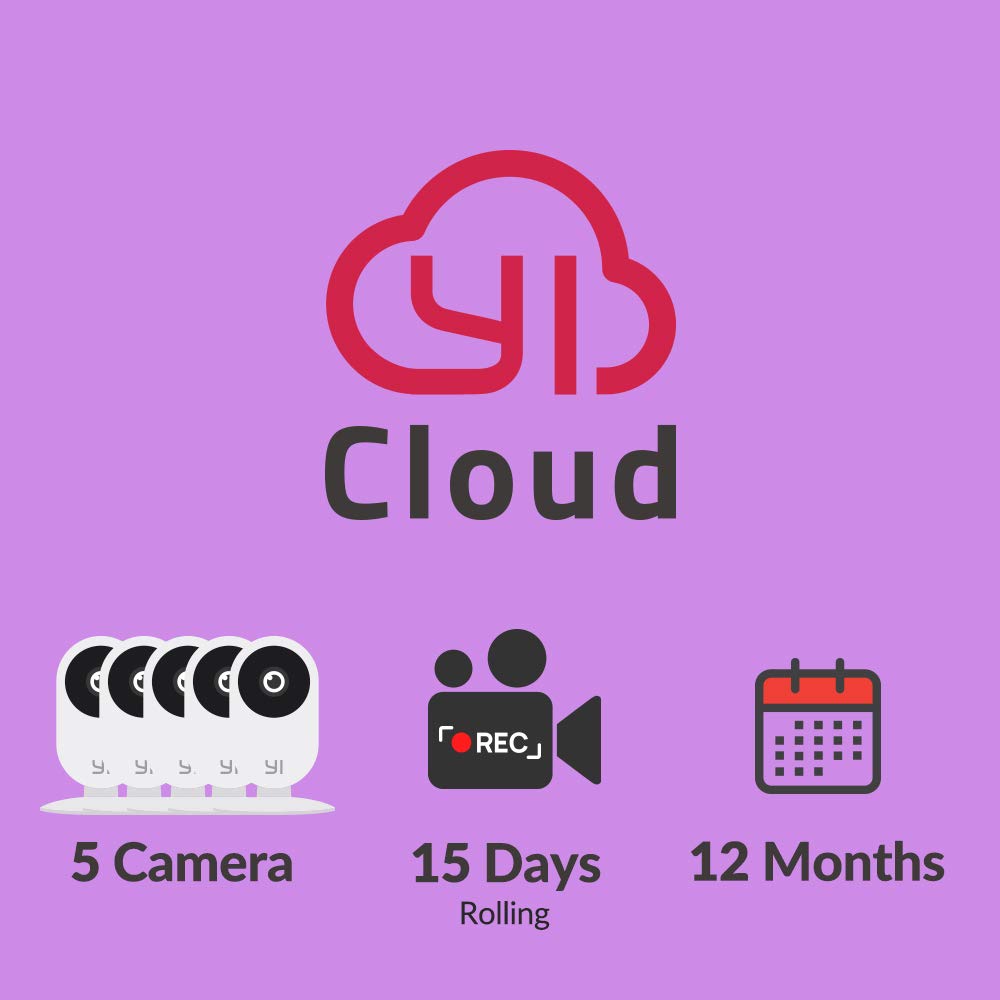 YI/Kami Cloud Plan 12 Month, 5 Camera, 15d rolling storage service [PC/Mac Onlin