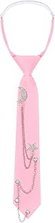 Pink Womens Tie Neck Tie with Metal Chain Accessories Ties for Women