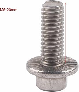 M6 Stainless Steel Flange Bolts Pan Head Hex Flange Bolts (M6x20) (Pack of 10)