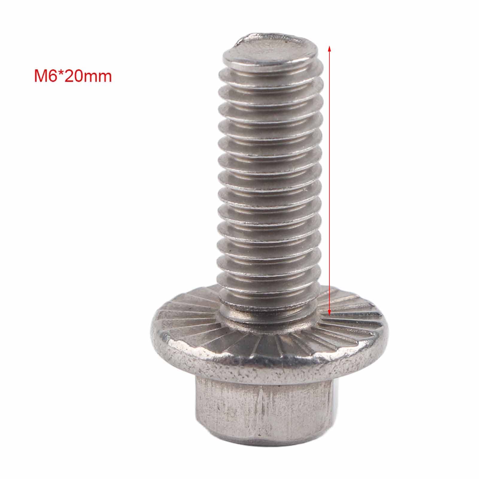 M6 Stainless Steel Flange Bolts Pan Head Hex Flange Bolts (M6x20) (Pack of 10)