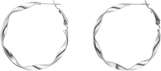PURELEI® Ke Kai Earrings (Gold, Silver, Rose Gold), Waterproof Earrings for Women, Twisted Hoop Earrings Made of Stainless Steel, Gift for Women, 42 mm Diameter, Stainless Steel