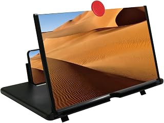 12 inches 3D HD Screen Magnifier Amplifier Projector Screen for Movies, Videos,and Gaming. Foldable Mobile Phone Holder with Screen Magnifier,Supports All Smartphones(Black)