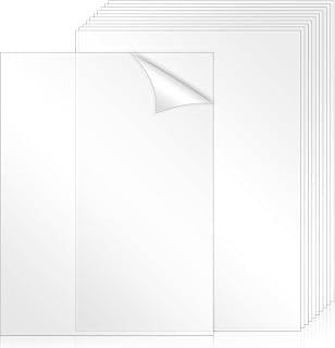 TKOnline 10 PCS Clear Acrylic Sheets, 8.5" x 11" x 0.02 Plexiglass Sheets | 0.5mm Thick Transparent PET Sheet Panels, Plexiglass Cut to Size for Picture Frame, Invitations, Poster Frames, DIY Displays