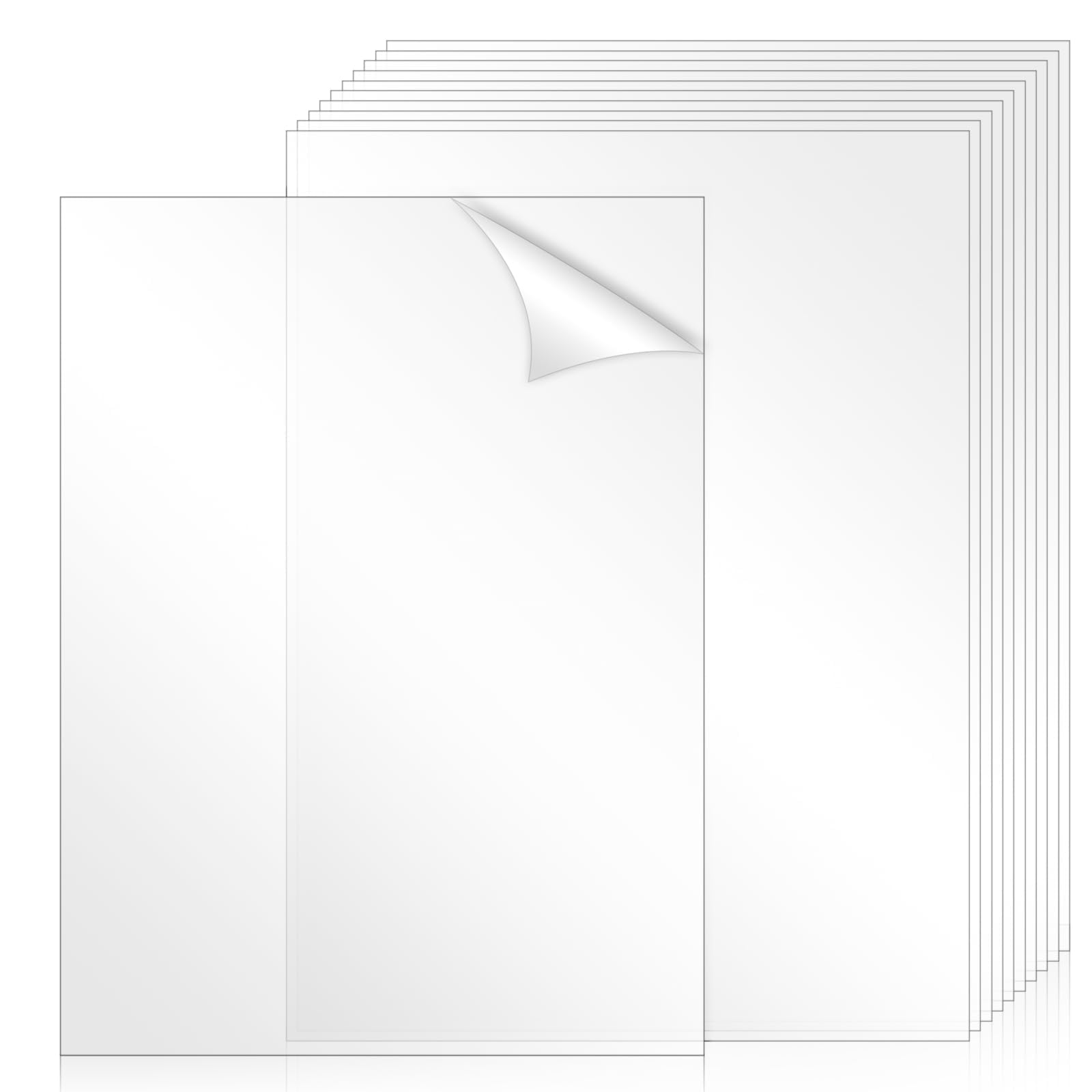 TKOnline 10 PCS Clear Acrylic Sheets, 8.5" x 11" x 0.02 Plexiglass Sheets | 0.5m
