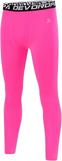 DEVOROPA Boys Leggings Quick Dry Youth Compression Pants Sports Tights Basketball Base Layer