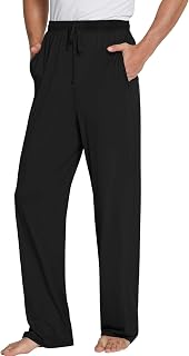 Mens Pajama Pants, Lounge Pants Drawstring Elastic Waist Straight Leg Pants with Pockets Home Relaxed Fit