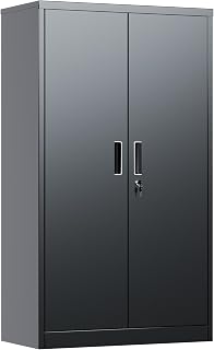 SUPEER Professional Metal Wardrobe 140 x 80 cm, Black