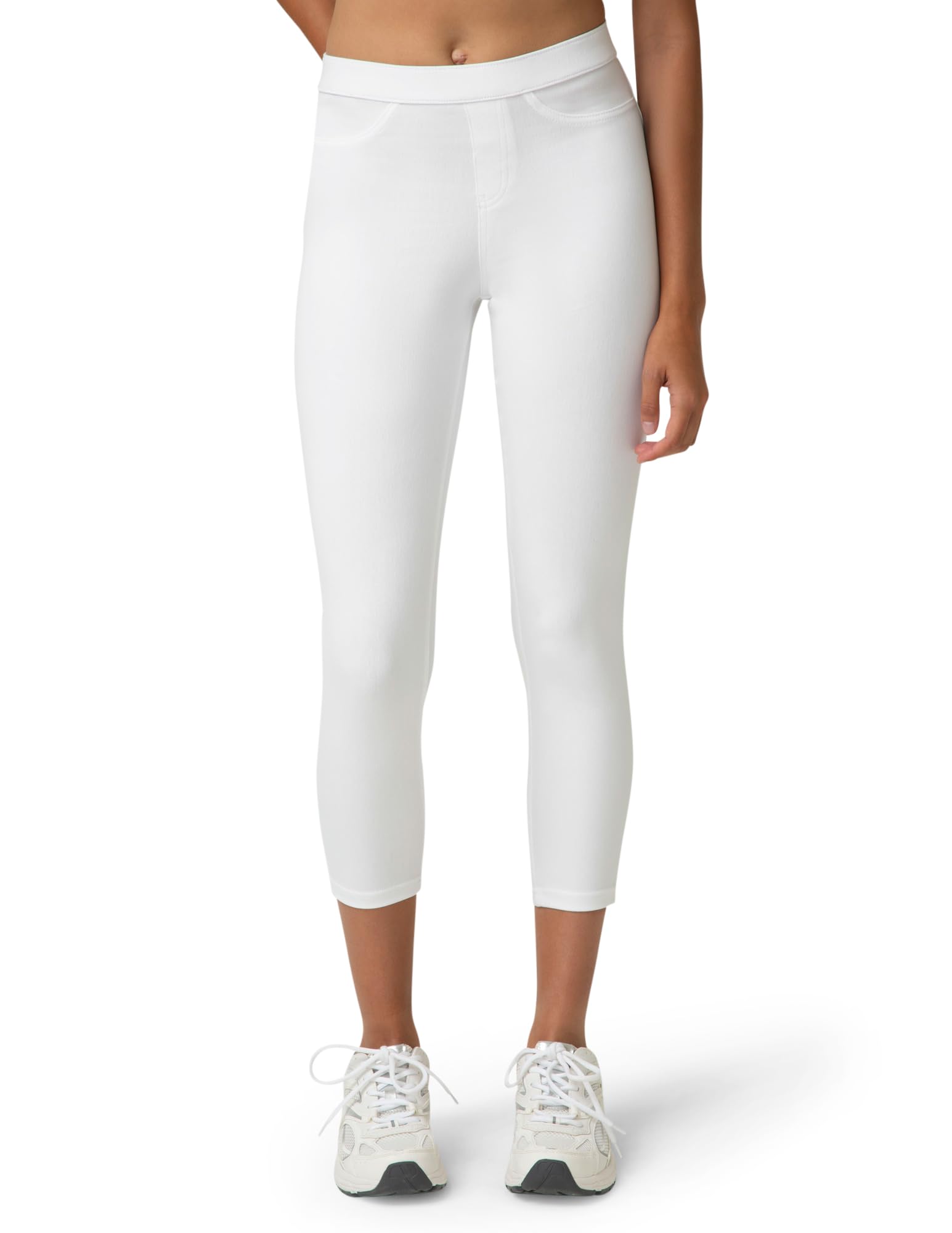 No nonsense womens Classic Denim Capri With Pockets Leggings Pants, White, Large