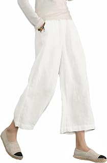 ECUPPER Womens Plus Size Capri Trousers Cotton Loose Casual Cropped Pants