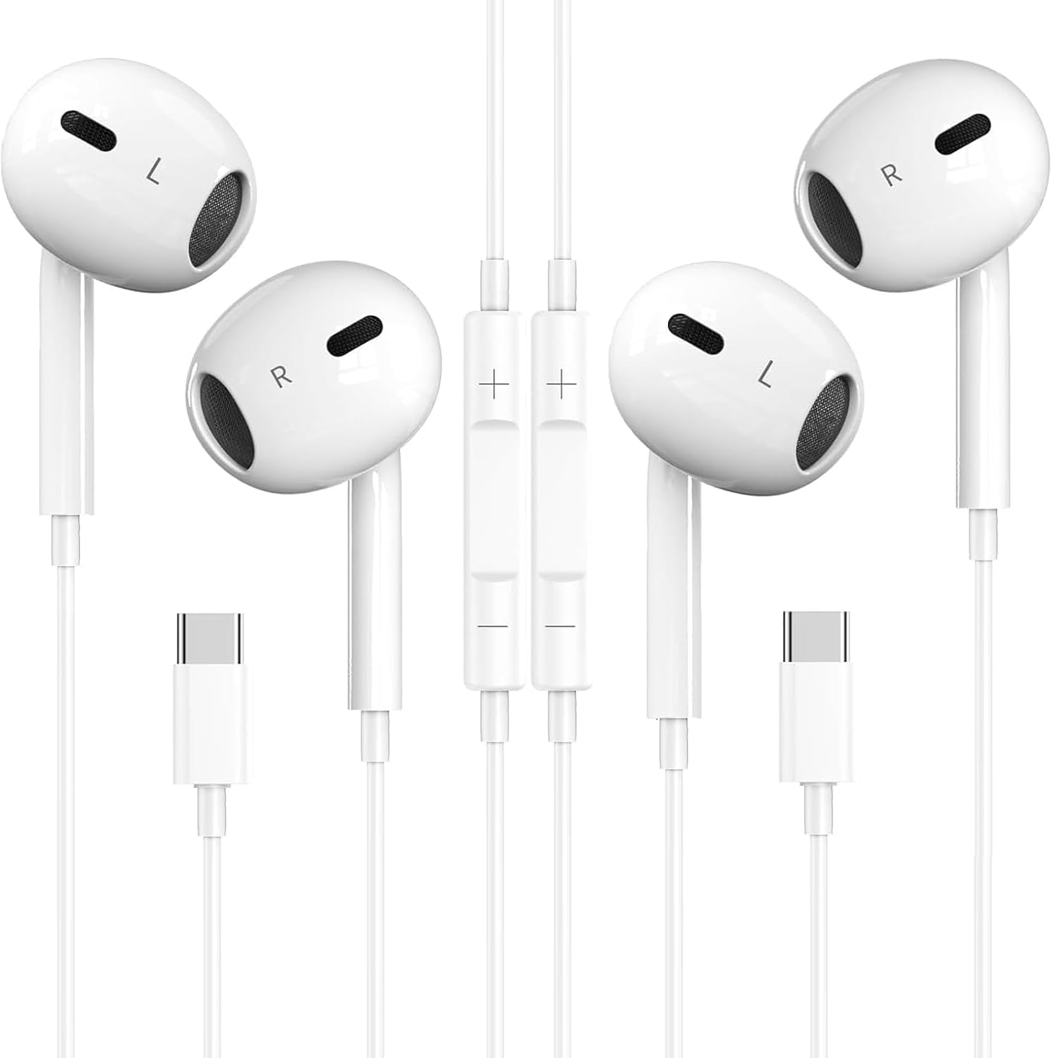 USB C Headphones, 2 Pack Type C Headphones Wired In Ear Earbuds With Mic & Volum