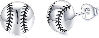 ENVYOU Sports Stud Earrings 925 Sterling Silver Football,Soccer,Basketball,Volleyball,Tennis,Baseball Earrings for Women Men Player Fan Gifts