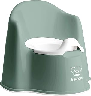 BabyBjörn Potty Chair, Deep Green/White | Potty Training Toilet, Easy-to-Clean, Removable Inner Potty, Non-Slip