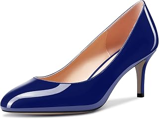 Aachcol Womens Round Toe Stiletto Toe Mid Heel Slip On Office Pumps 2.5"