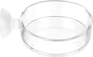 Fish Tank Feeder Dish with Suction Cup, Transparent Acrylic Aquarium Shrimp Feeder Dish with Suction Cup for Shrimp Fish and Aquatic Pets Aquarium Tanks Feeding