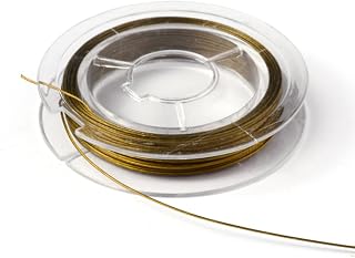 Tiger Tail Bead Wire Roll 0.45mm Stainless Steel Nylon Coated Tarnish Resistant for Beading Jewelry Crafts Dark Gold Rod