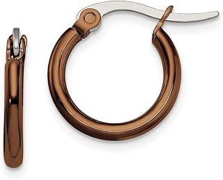 Stainless Steel Polished Brown IP-plated 15.5mm Diameter 2mm Hoop Earrings