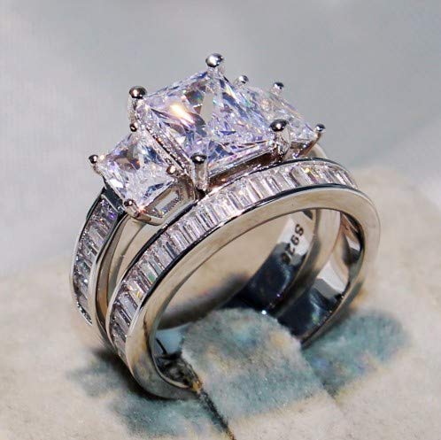 LMCIEZR Luxury 925 Sterling Silver AAA Cubic Zirconia Exaggerated rhinestone rin