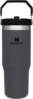 IceFlow Flip Straw Tumbler with Handle 30 oz | Twist On Lid and Flip Up Straw | Leak Resistant Water Bottle | Insulated Stainless Steel |BPA-Free | Charcoal