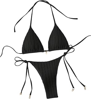 Women's 2 Piece Swimsuit Halter Textured Triangle Bikini Set