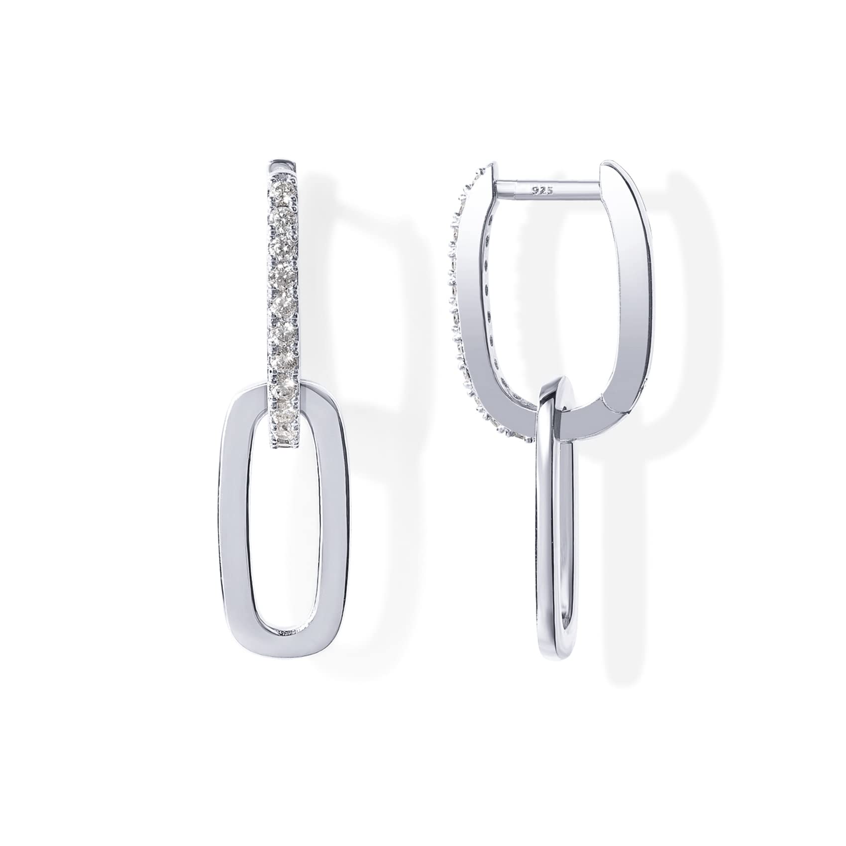 PAVOI CZ Hoop Earrings for Women, White Gold, Size 30 Millimeters