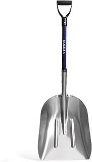 KOLEIYA Aluminum Snow Shovel Heavy Duty, 45-Inch Large Capacity Metal Scoop for Driveway, 3.7lbs Lightweight with Fiberglass D-Handle, Blue