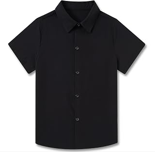 Funnycokid Boys Dress Shirt Short Sleeve Button Down Shirts 2-10 Years