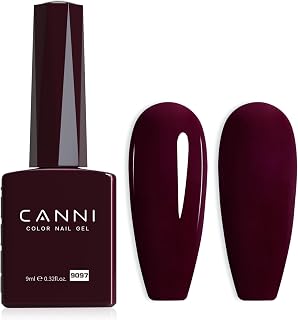 CANNI Dark Red Gel Nail Polish, 1Pcs Burgundy Red Gel Polish Deep Red Color Nail Polish Gel High Gloss Soak Off U V Gel Nail French Nail Manicure Salon DIY