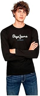 Pepe Jeans Men's Eggo T-Shirt Slim Fit Long Sleeve Blue