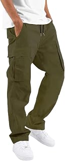 HUNGSON Mens Chinos Dress Pants Slim Straight Fit Flat-Front Golf Pants Casual Travel Slacks