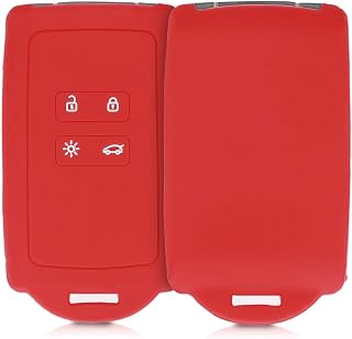kwmobile Key Fob Cover for Renault 4-Button Smart Key (Keyless Go) Cover - Protective Car Key Case - Soft Anti-Slip Shell - Scratch Resistant - Red