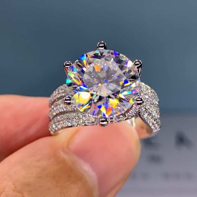 Sterling Silver Cubic Zirconia Ring, Layers Design Princess Cut Moissanite Simul