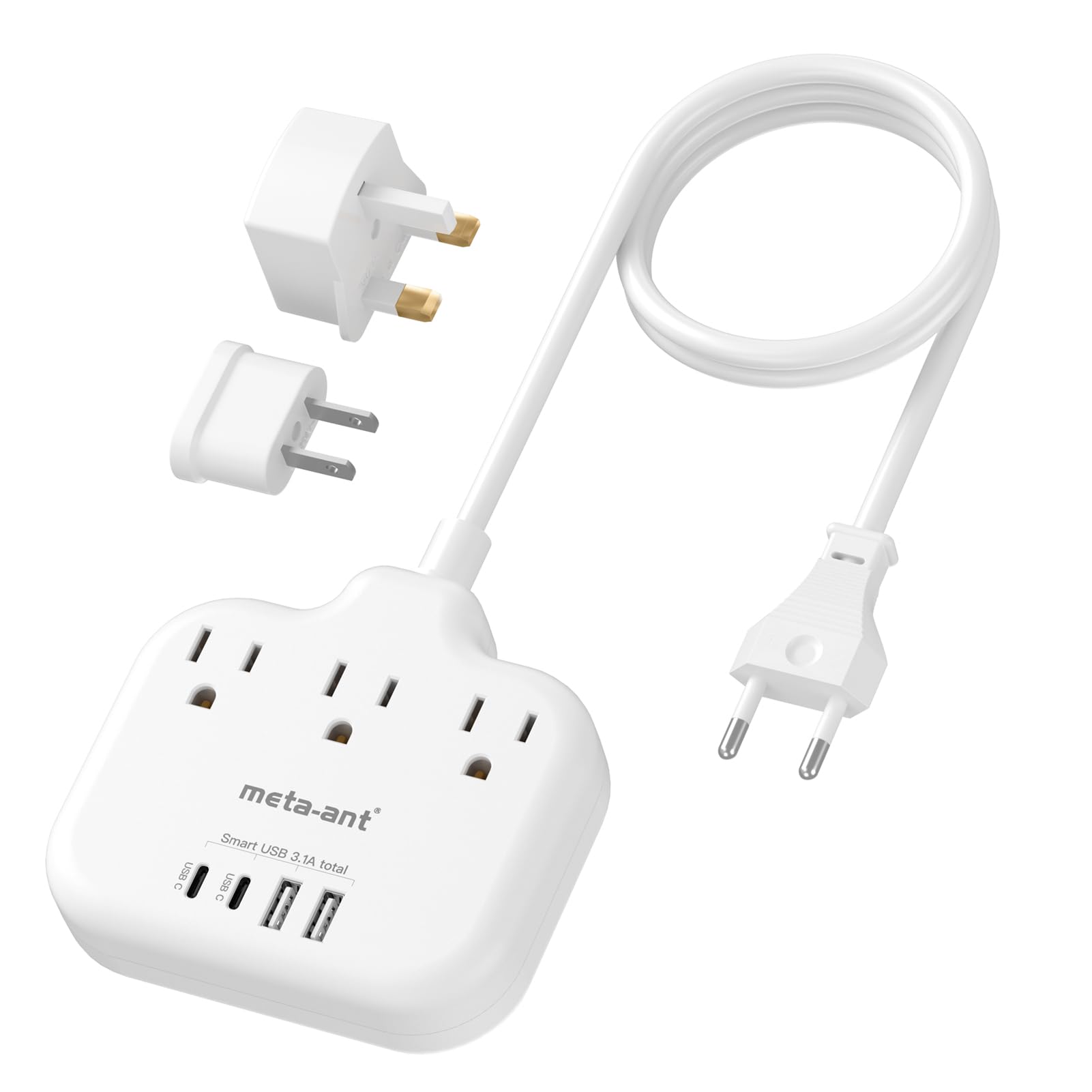 European Travel Plug Adapter, US to European Plug Adapter with 3 American Outlet