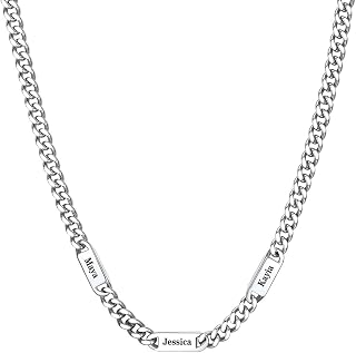 Custom4U Personalized Stainless Steel Cuban Link Chain for Men Women