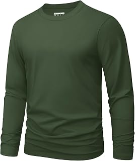 MAGNIVIT Men's Shirts Long Sleeve Cotton T-Shirt Crew Neck Midweight Tees Classic Basic Casual Tops Plain Soft Shirt