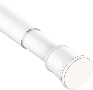 Extendable Curtain Pole Telescopic Spring Tension Rod Heavy Duty Room Divider No Drilling Curtain Rod Adjustable Pole for Wardrobe Window,Shower,Bedroom,Doorway, 69-90 cm (27.2-35.4"), White