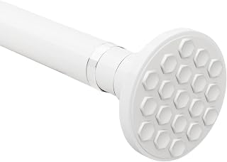 Curtain Poles Extendable Pole Non-Slip Tension Rods Shower Curtain Rods Extra Long for Living Room, Bedroom, Bathroom, Balcony (86-270CM φ32mm White)