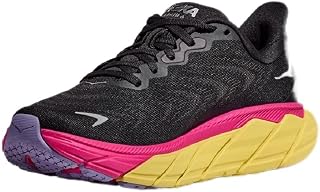 HOKA ONE ONE Women's W Arahi 6 Sneaker, Black/Pink Yarrow, 10.5 UK