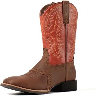 SUREWAY Men's Cowboy Boots, Square Toe Pull On Soft Toe Western Boot