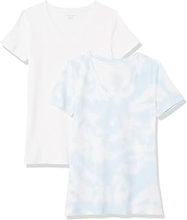 Amazon Essentials Damen T-Shirt Regular Fit mit kurzen Ärmeln und V-Ausschnitt, Multi-Packs