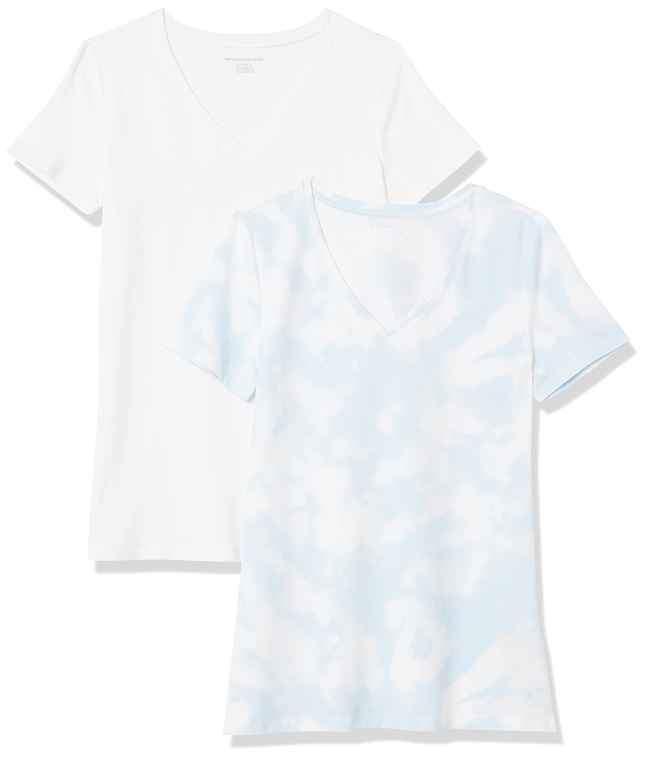Amazon Essentials Damen T-Shirt Regular Fit mit kurzen Ärmeln und V-Ausschnitt, 