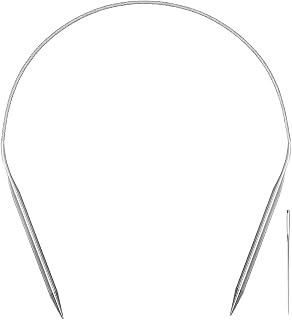 Aolfior Stainless Steel Circular Knitting Needles Size 7 16 Inch 4.5 mm Set Round Metal (Silver, 16 inch-7-(4.5mm)) Suitable for Beginners and Experienced Knitters Alike.