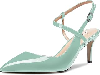 Women Slingback Pumps Ankle Strap D'Orsay Stiletto Mid Heel Close Pointed Toe Dress Shoes 2.5 Inches
