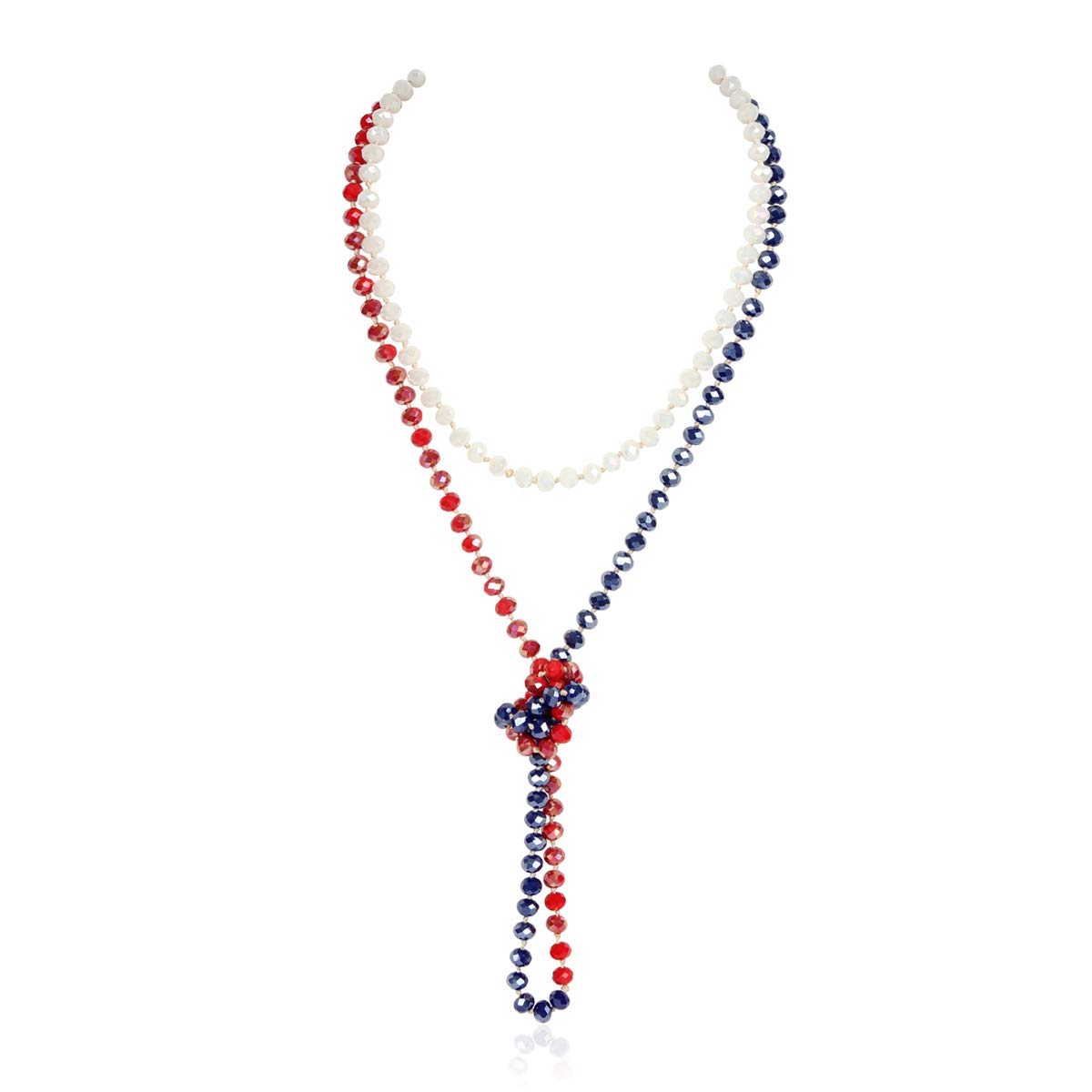 Hand Knotted Beads Endless Long Statement Necklace - Handmade Versatile Beaded S